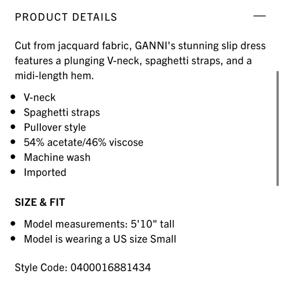 GANNI jacquard slip dress size 36/4 NWT - Picture 6 of 8